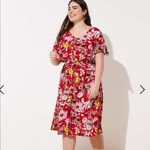 LOFT Plus Floral Knot Cuff Dress